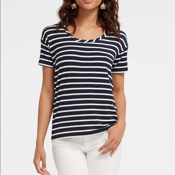 Draper James Tops - Draper James Navy White Striped Swingy Tee Shirt